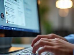 Image of a person typing on a keyboard with a chat window